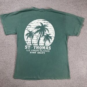 St Thomas Palm Tree T Shirt Graphic Green Mens L US Vintage Genuine Quality